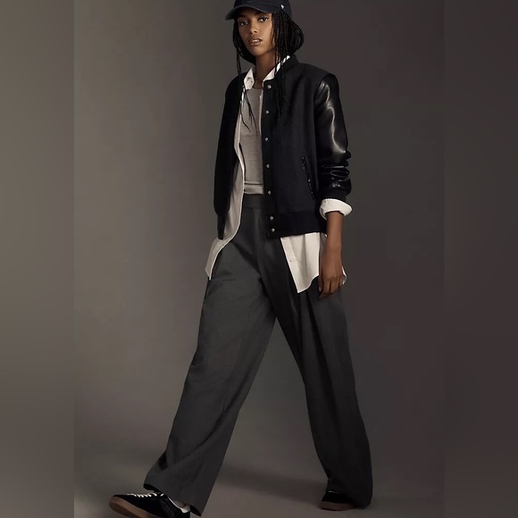 Anthro 7 For All Mankind Bomber Jacket Avec les Filles Strong Shoulder Bomber - Picture 8 of 16